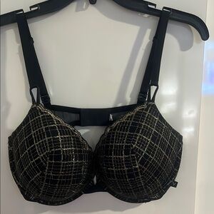 Victoria's Secret Black and Gold Bra with Full-Coverage Molded Cups